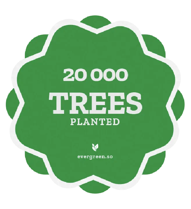 A badge showing 20,000 trees planted